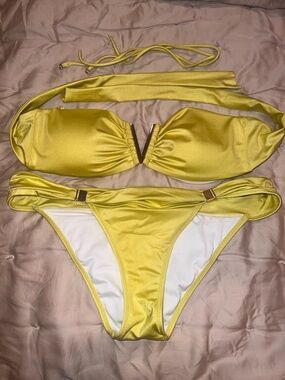 Victoria’s Secret V-hardware bandeau bikini yellow Two-Piece Bikini Set